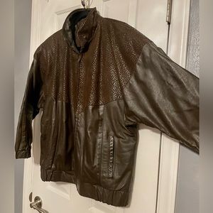 Vintage Comint Genuine Leather Animal Print Brown 80s Jacket Womens Medium